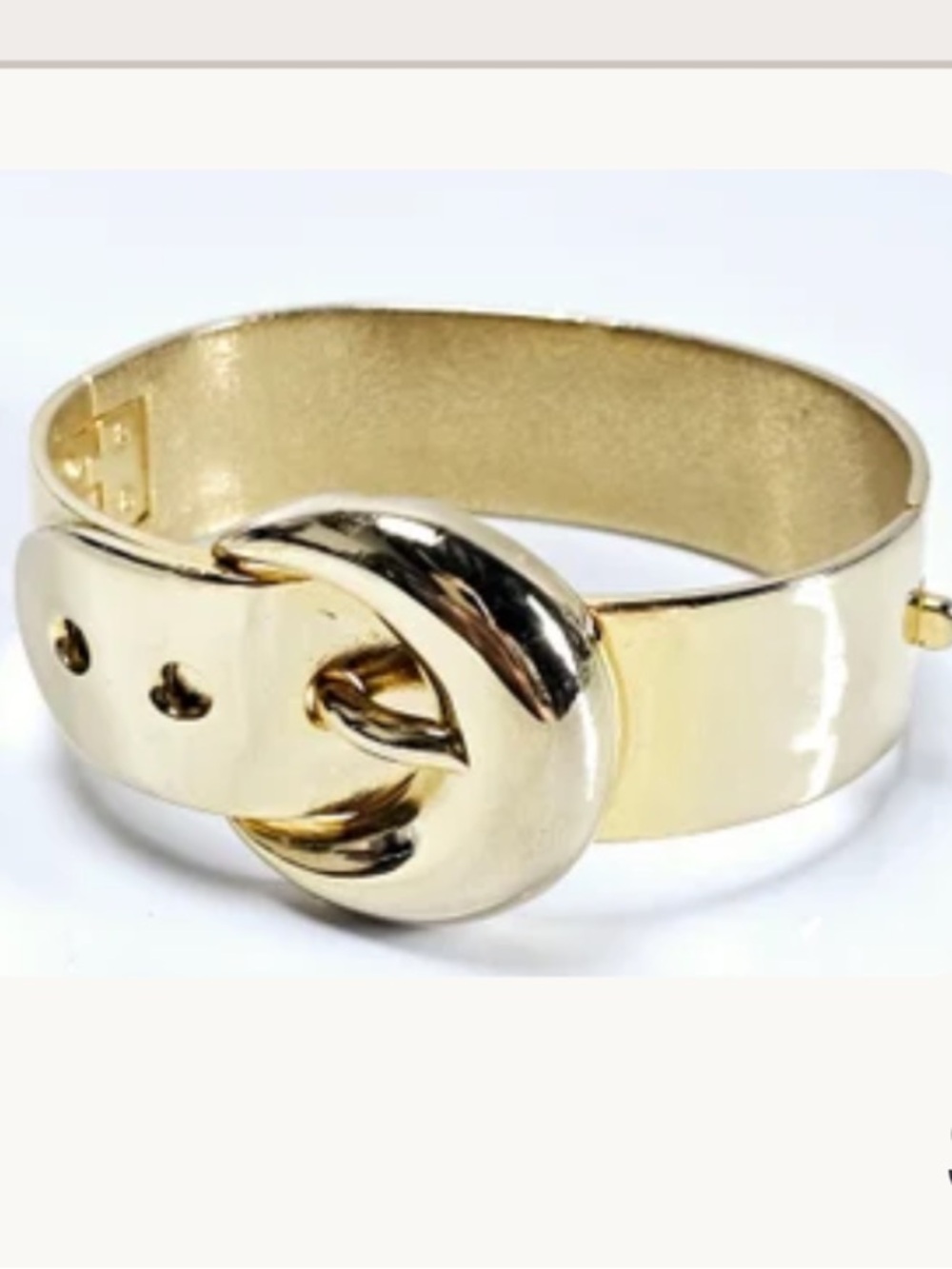 Gold Tone Buckle Bangle Bracelet - Women's Fashion Jewelry